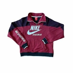 Nike Burgundy Quarter-Zip Spellout Sweatshirt - Size XS